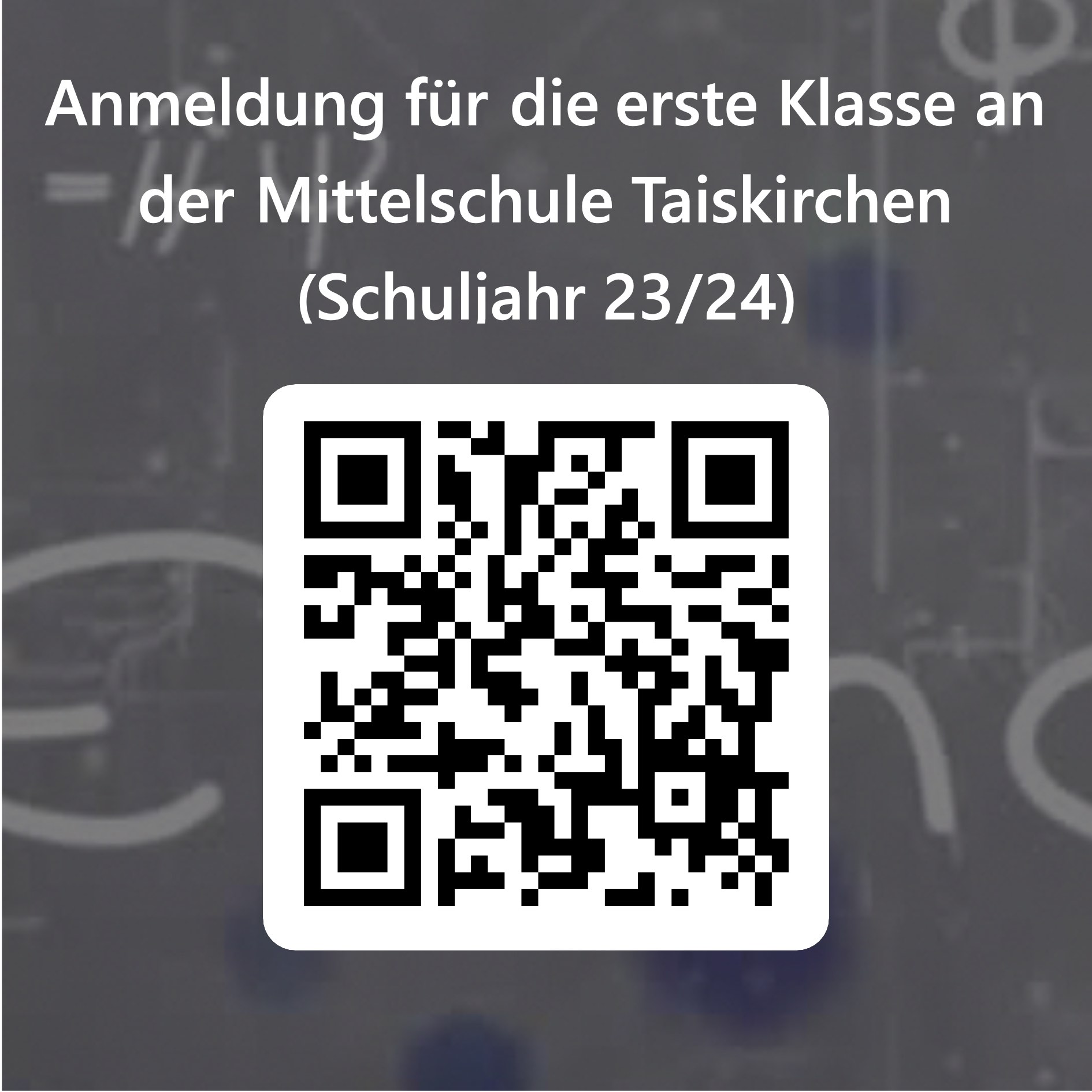 QRCode fur Anmeldung fur die erste Klasse an der Mittelschule Taiskirchen Schuljahr 23 24